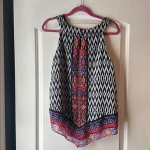 AB Studio Geometric Sleeveless Blouse - Black, Red, Blue